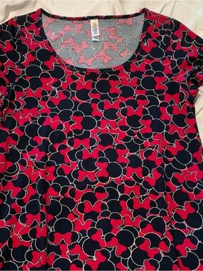 LuLaRoe Disney Perfect Tee, Navy & Magenta Minnie Mouse, Size XS Excellent